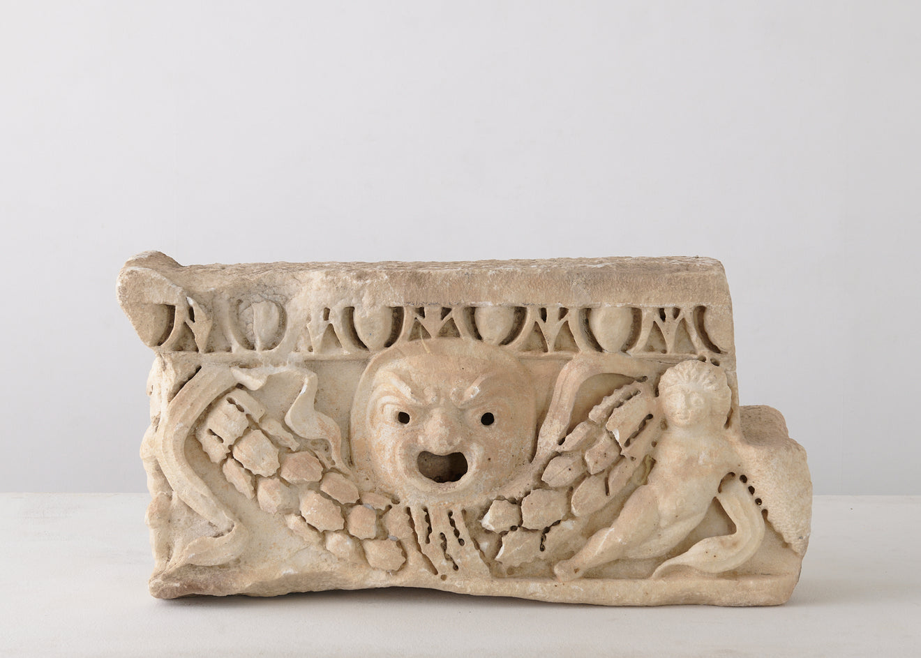 ROMAN SARCOPHAGUS WITH THEATRE MASK PANEL